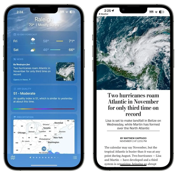 蓟州苹果14维修分享iPhone 14手机如何看天气时顺带看新闻 