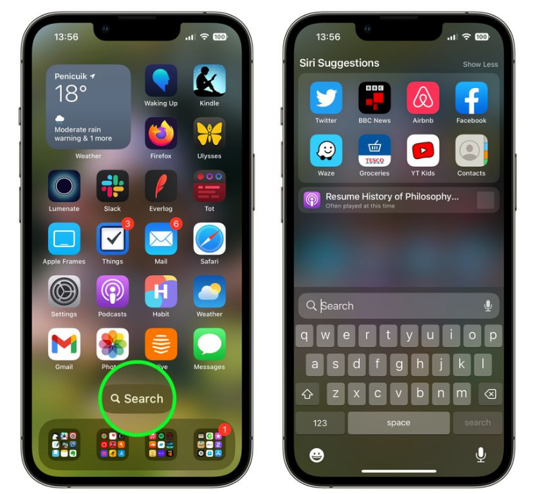 蓟州苹果手机维修分享升级到 iOS 16 后，如何删除主屏幕上的搜索按钮 