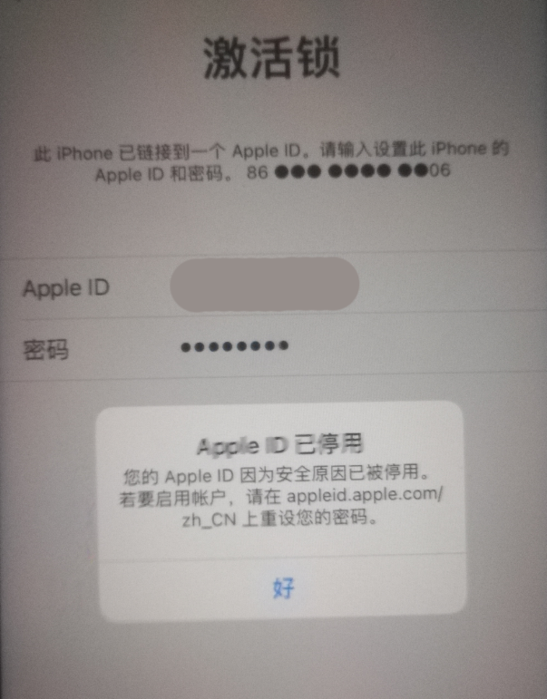 蓟州苹果手机维修分享iPhone 12 出现提示“Apple ID 已停用”怎么办 