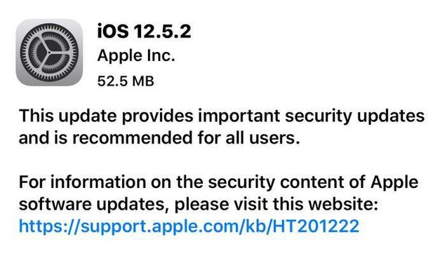蓟州苹果手机维修分享iOS12.5.2发布，建议所有老苹果用户安装 